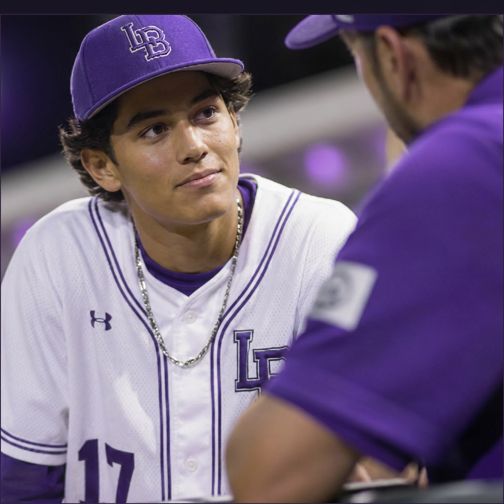 Young athlete with chain talking with mentor